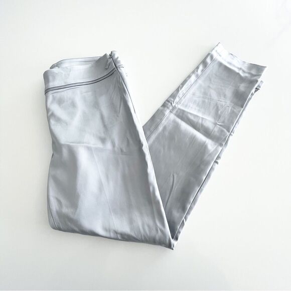 CACHE Shiny Silver Satin Slim Ankle Dress Pants Women's 6 Party Formal NWT - Picture 1 of 10